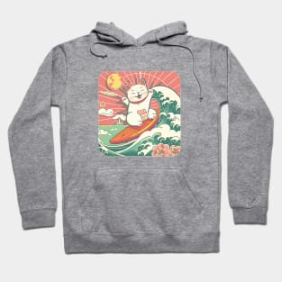 Lucky Cat Retro Surf Neko Hoodie